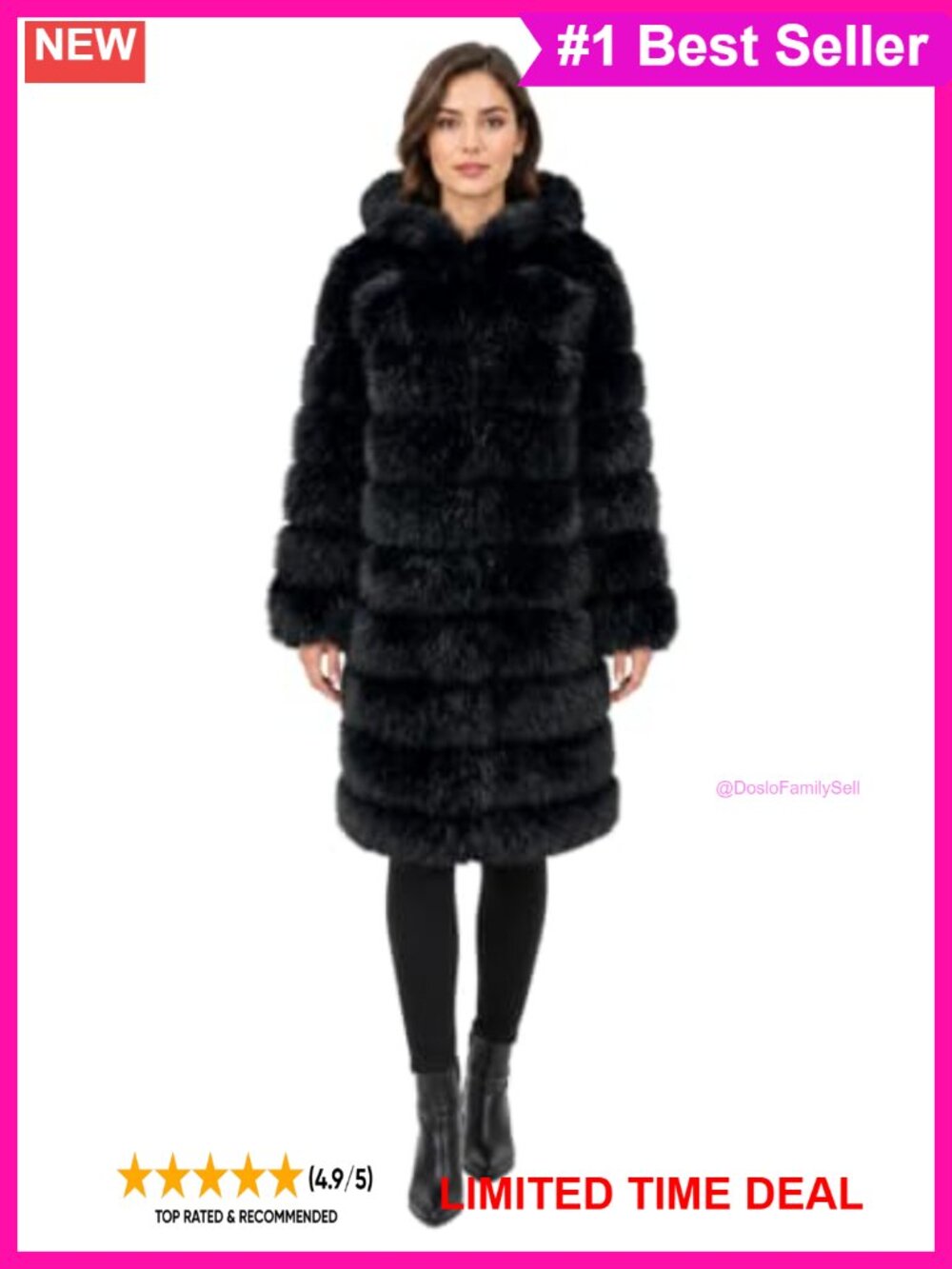 Long Hooded Faux Fur Jacket Full Length Plush Coat Oversized Winter Outerwear